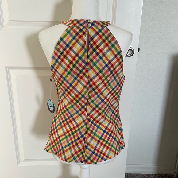 NWT Eva Franco Anthropologie Multicolor Plaid Top 8 - Picture 10 of 12